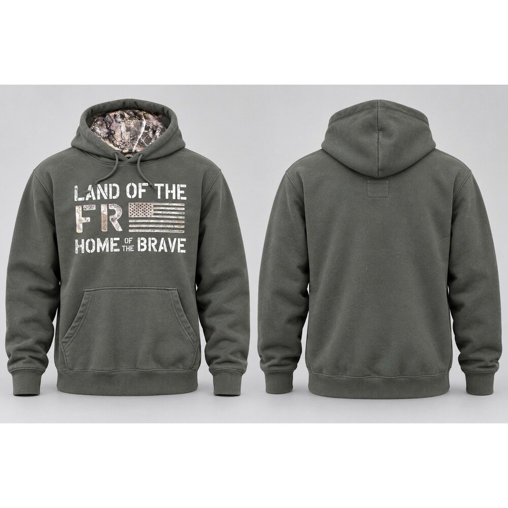 Buck Wear Mens Green Realtree Camo Lined Hoodie Land Of The Free Graphic X-Large